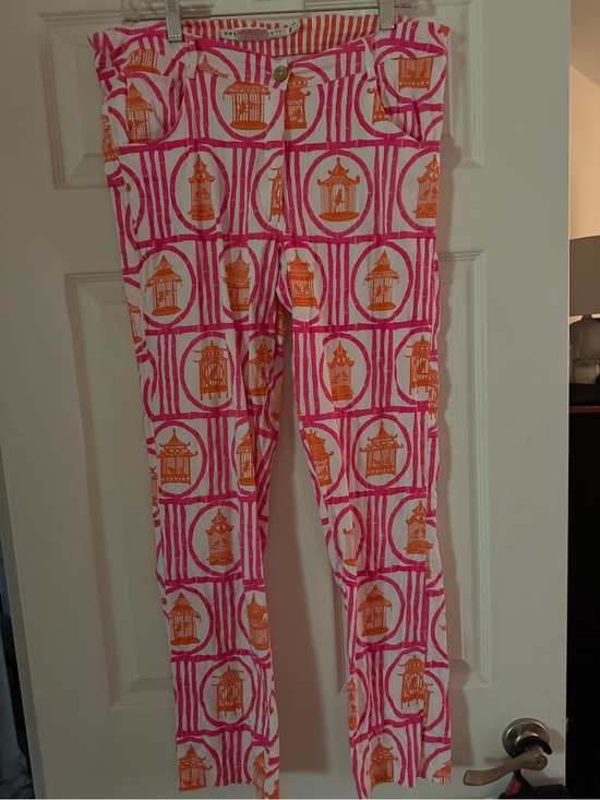 Gretchen Scott Designs Pants - Gretchen Scott Designs Pink & Orange Striped Slim Pants
